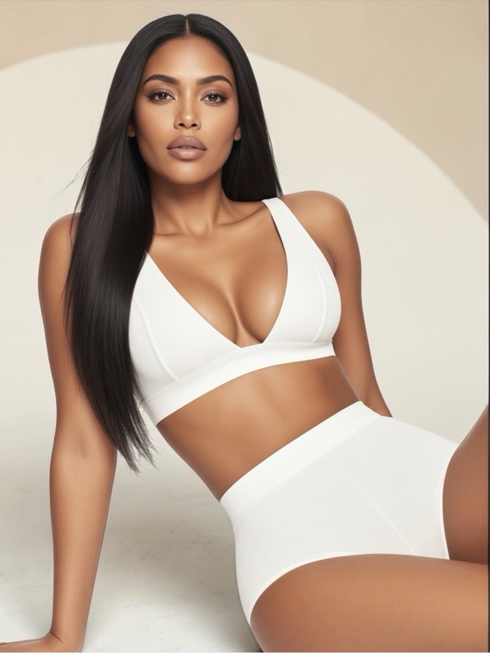 đ¤ SKIMS Cotton Rib Plunge Bralette | Marble | L | NWT